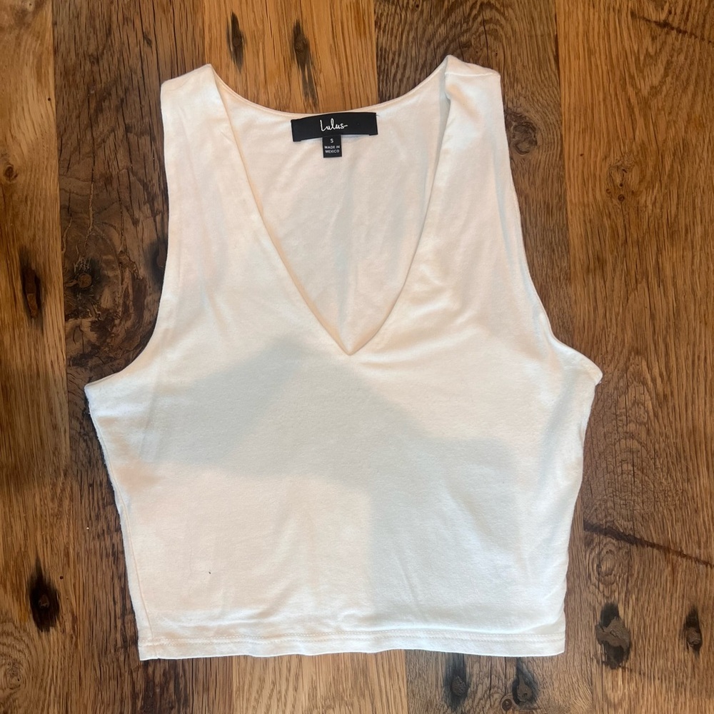 Lulu's Feel Like Dancing White V-Neck Crop Top